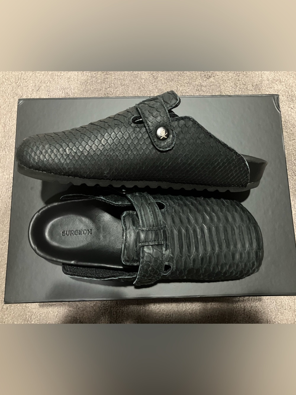 Shoe Surgeon Luxe Mule Black Python - 7 Men/8.5 Women - $1500.00 retail